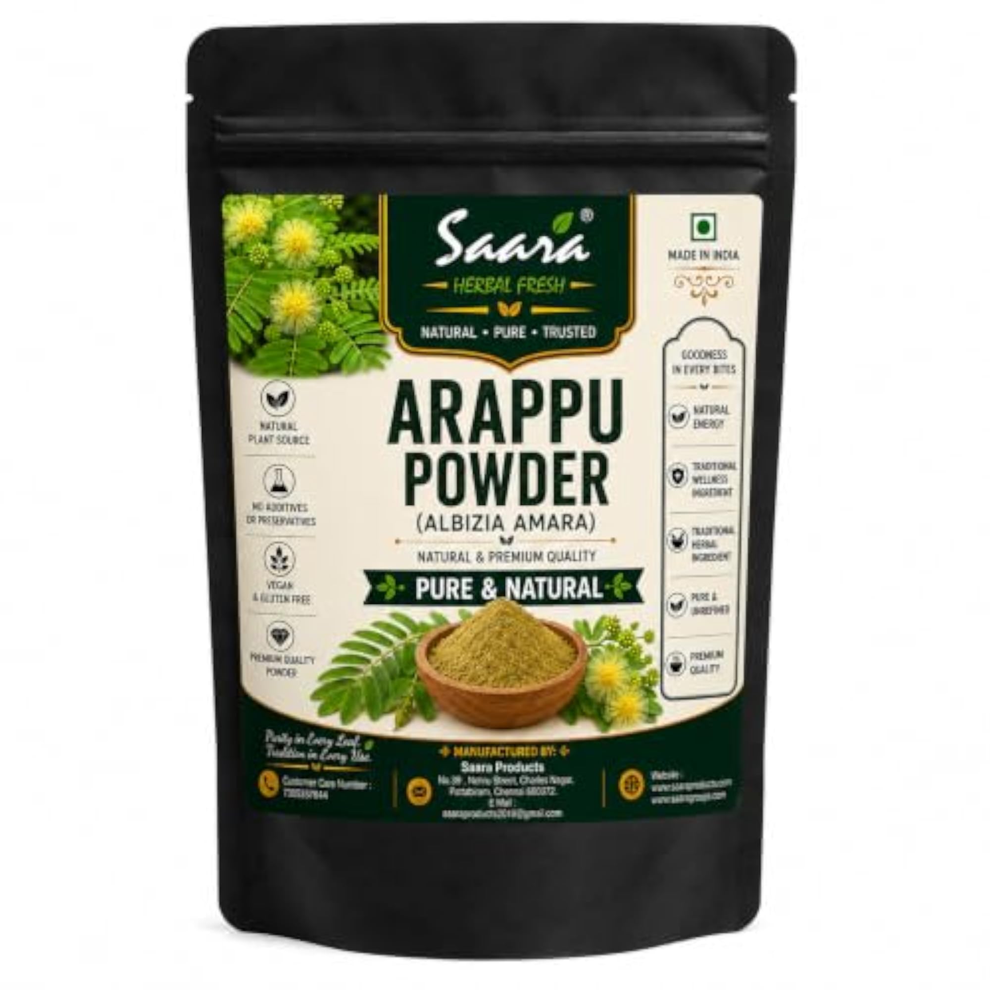 Arappu Powder for Hair Care, Organic Green Arappu
